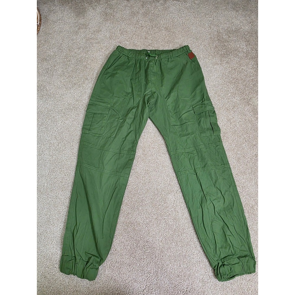 Vidarton Green Cargo Jogger Pants Men Large Elastic Waist Cotton Stretch Utility
